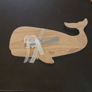 Wooden Whale Cutting Board & Cheese Knife